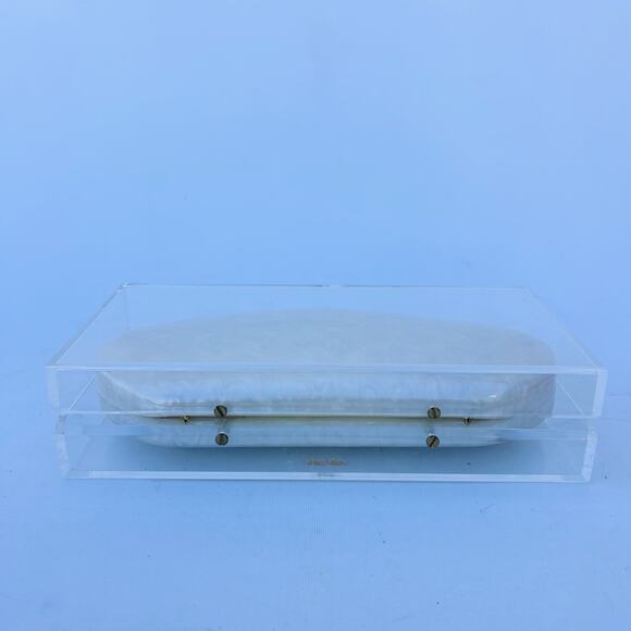Cult Gaia Annika Clear Acrylic Pearl Clutch Rectangular Purse Transparent - Picture 7 of 15